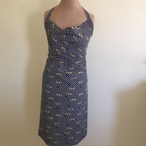 Checked Anthropologie drape neck halter dress